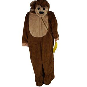 Monkey Plush Costume Toddler Outfit 12-24 Months With Banana Accessory Brown Fle
